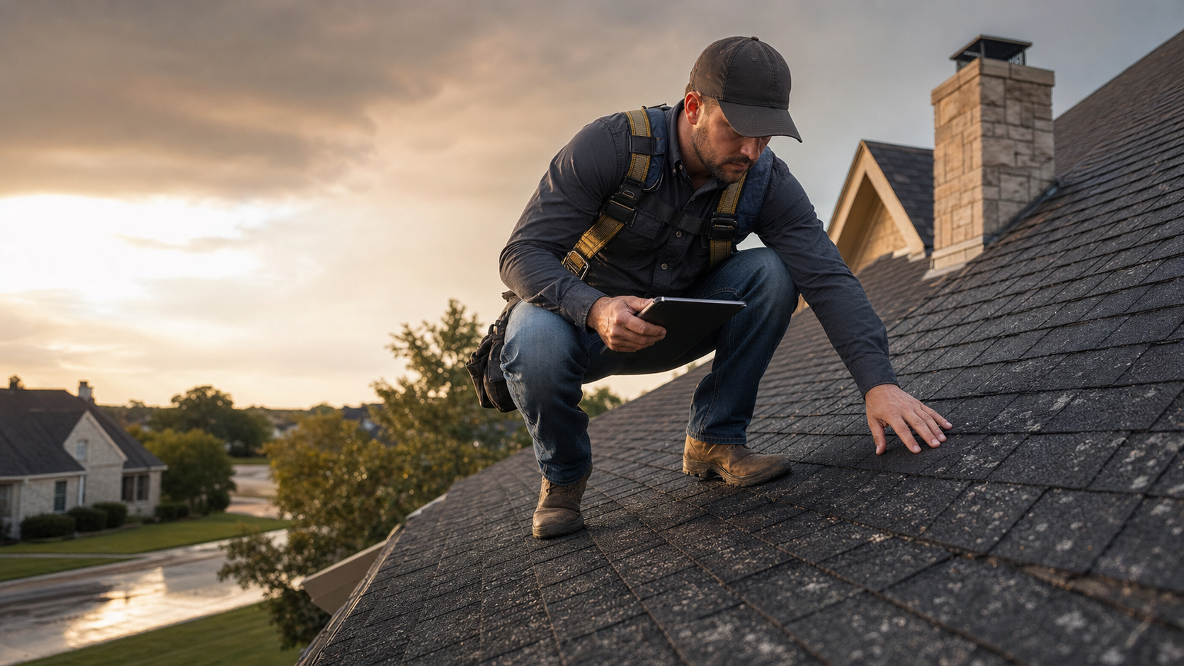 Roof repair review for damaged shingles after storm wear